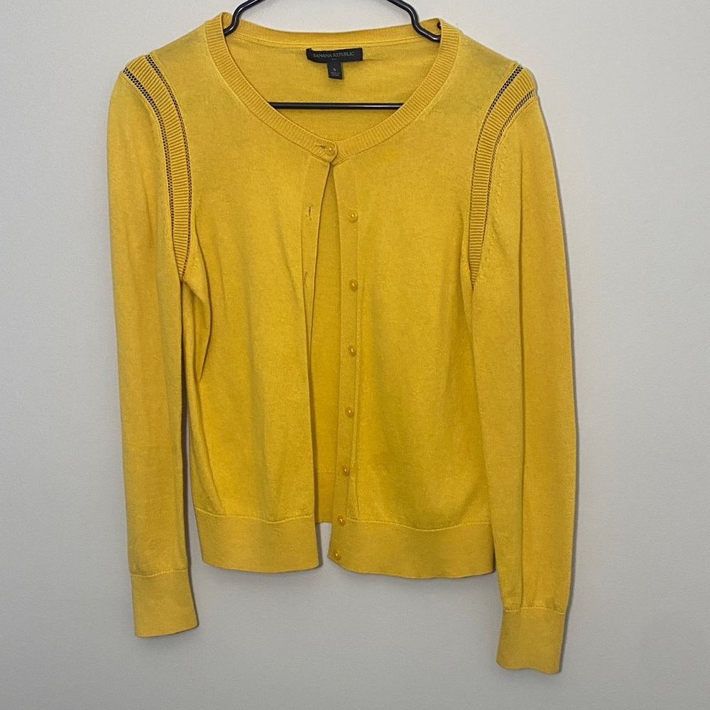 🎉 BOGO Banana Republic Cotton/Wool/Cashmere Blend Yellow Women's Cardigan 🎉